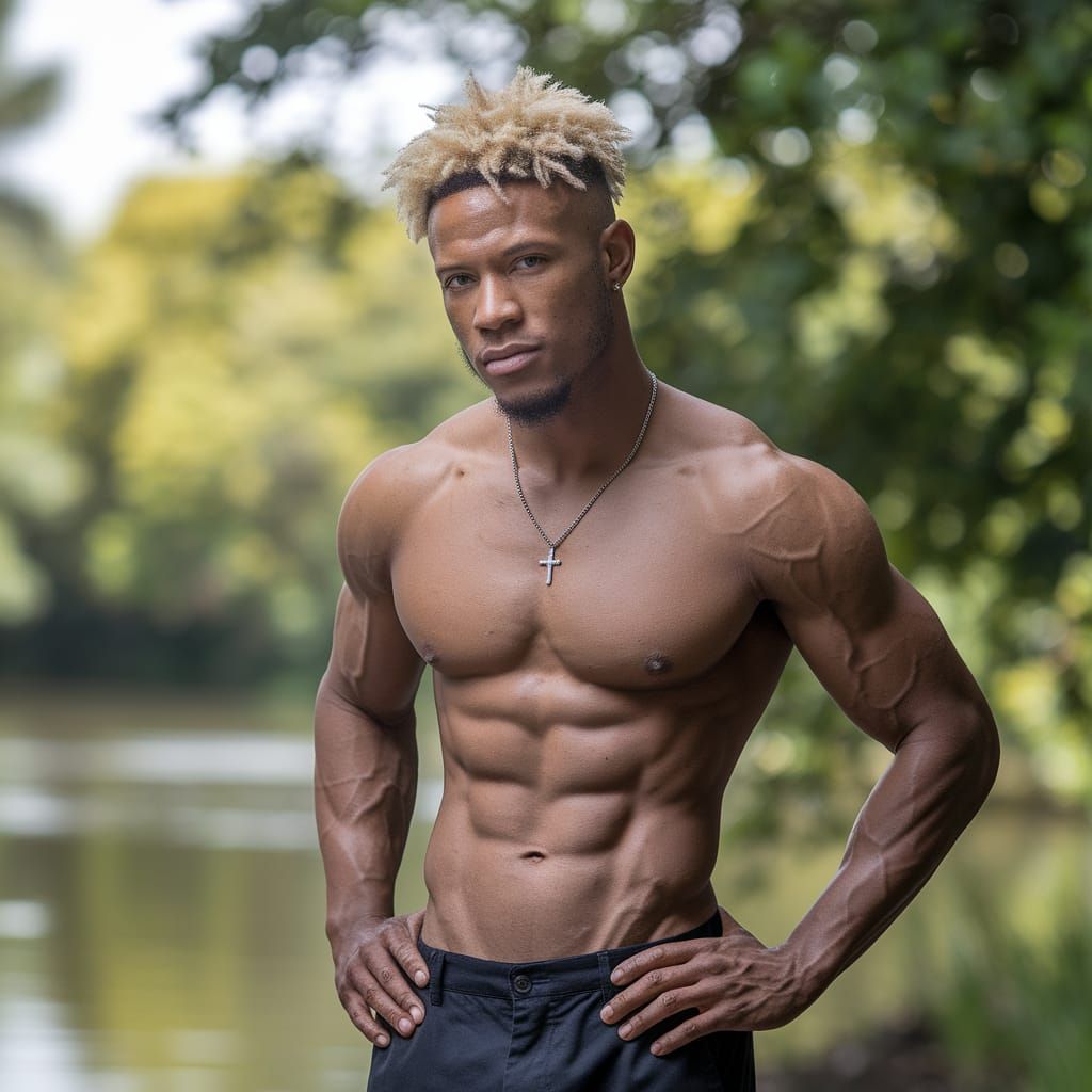 Muscular African Man Portrait in Natural Lighting