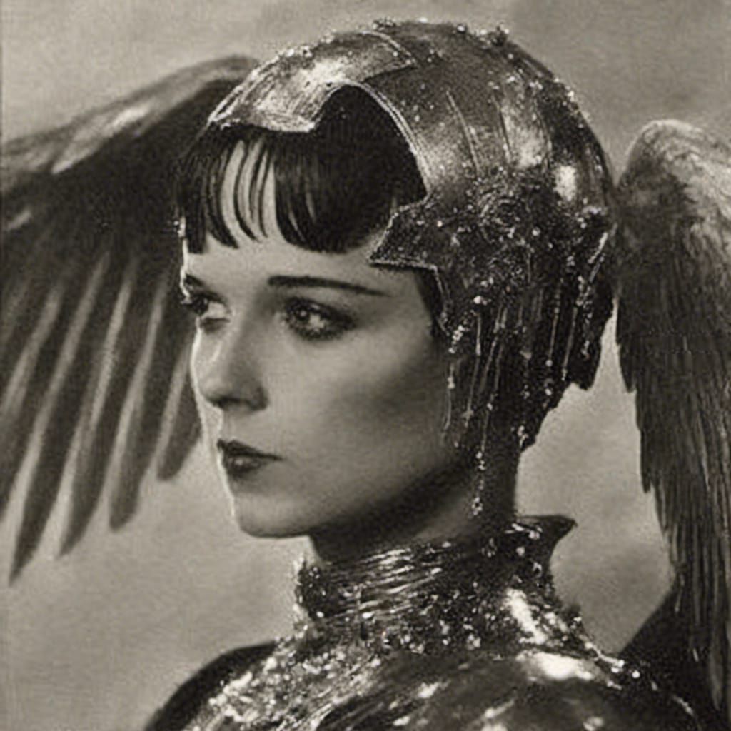 Winged Cyber Angel in Cyberpunk Style