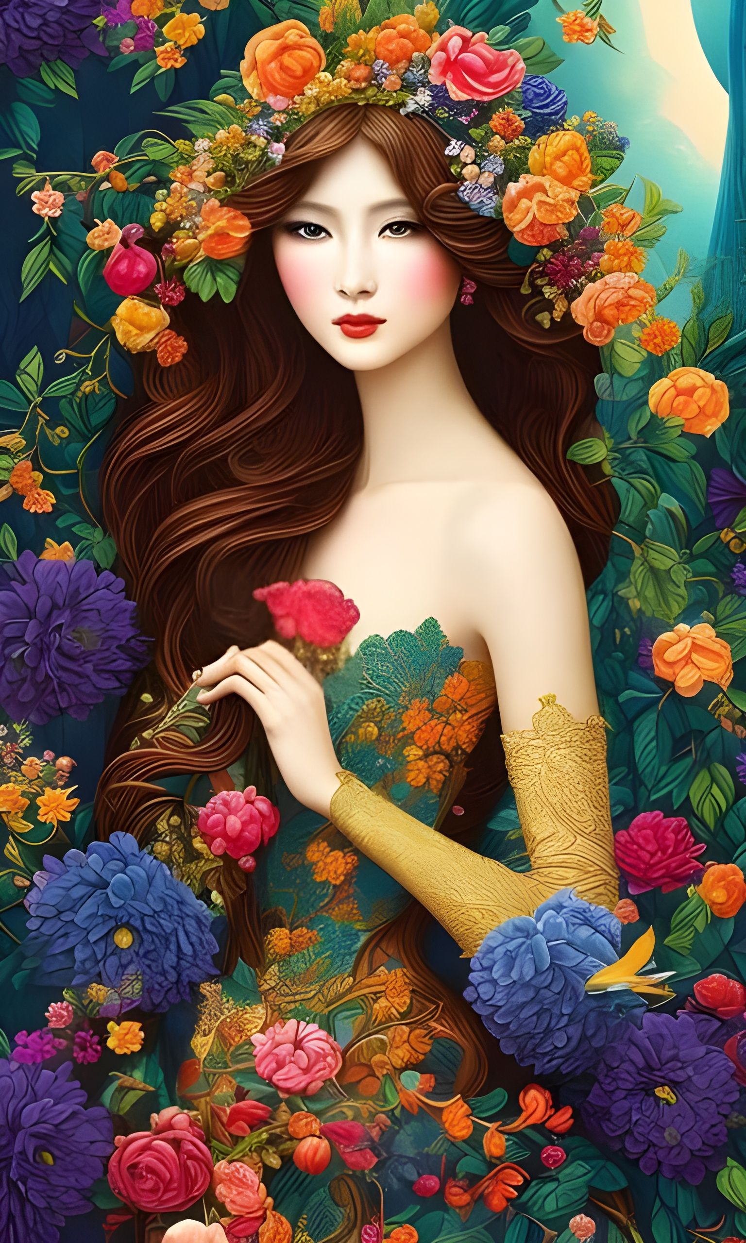 Beautiful Woman Portrait with Vivid Colors