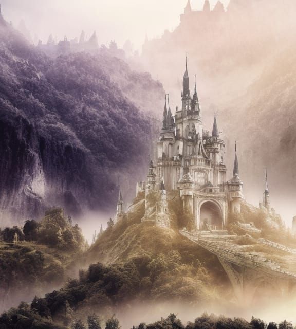 Ethereal Fantasy Castle in Digital Matte Painting