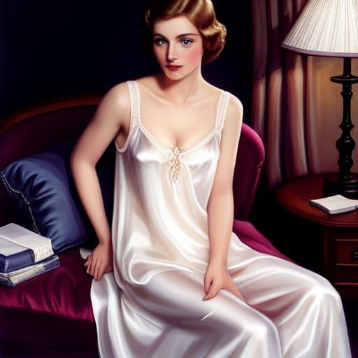 Woman in Silk Nightgown