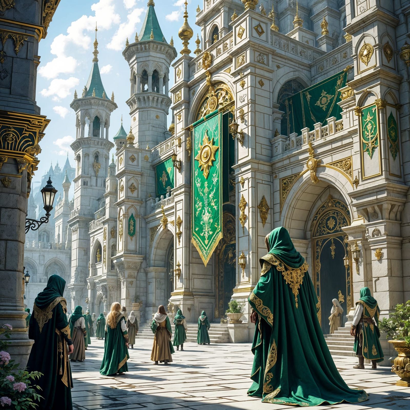 Fantasy City with Sorcerer and Townsfolk