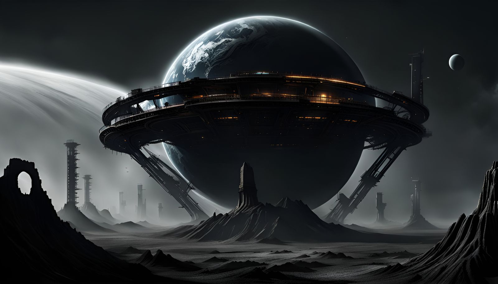 Gloomy Machine Planet Landscape