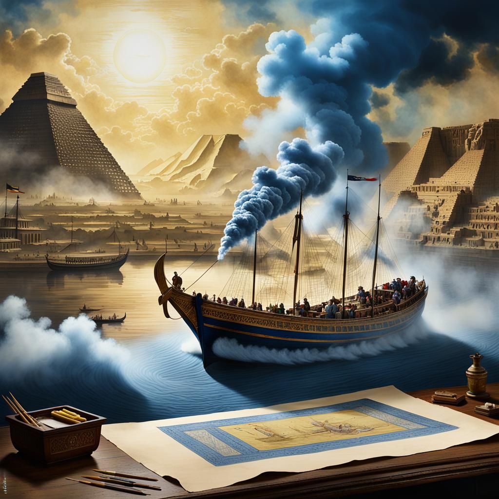 Egyptian Scroll: Nile River Painting