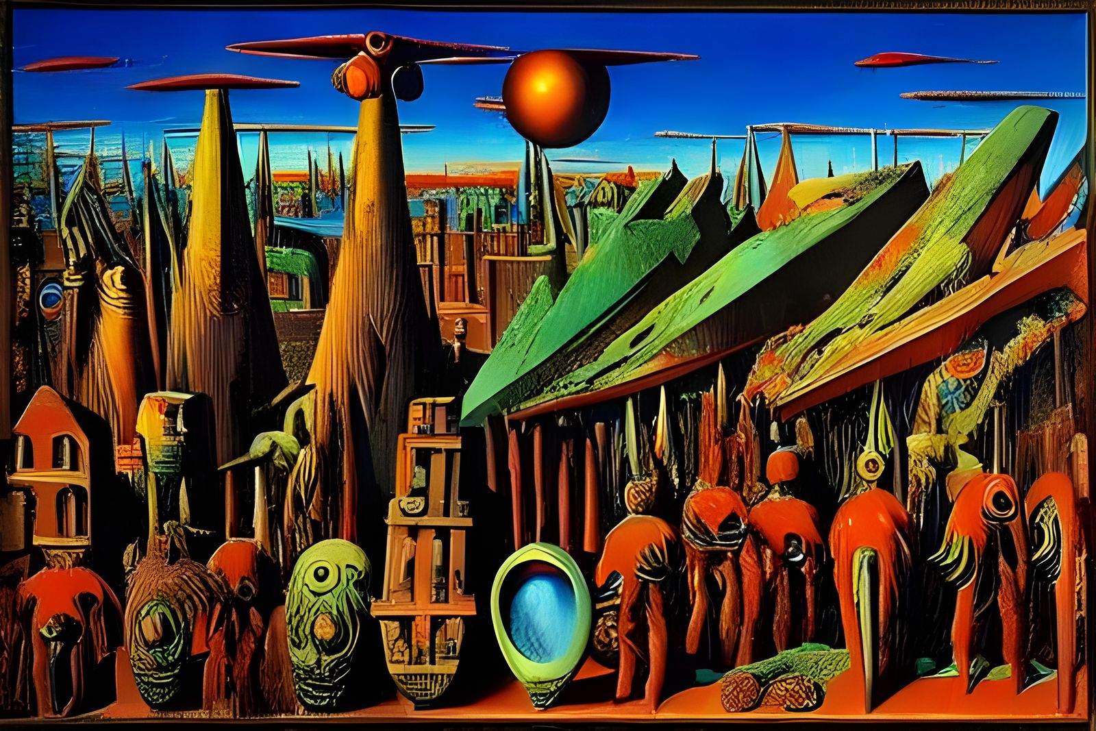 Surreal Post-Deluge Landscape in Max Ernst Style