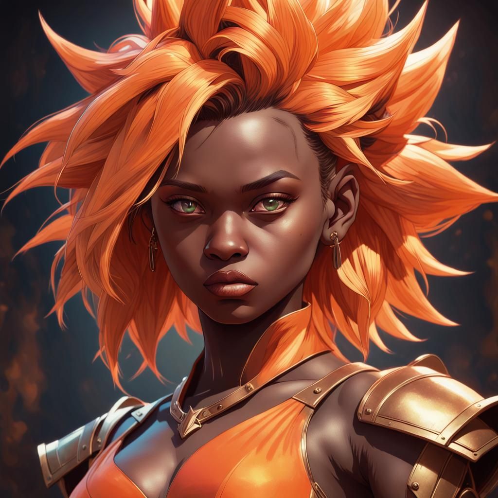 Gothic Super Saiyan Portrait in Hyperdetailed Style