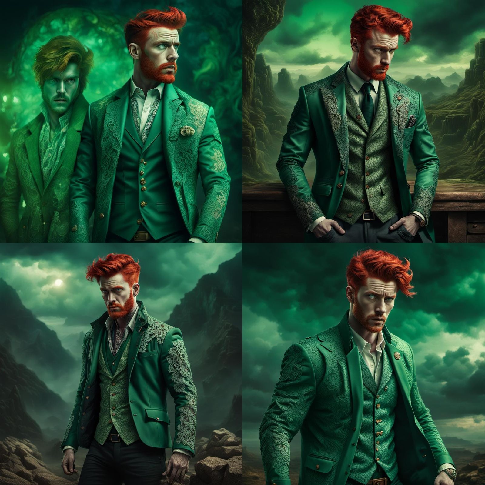 Red-Haired Model in Vintage Lace: Digital Matte Painting