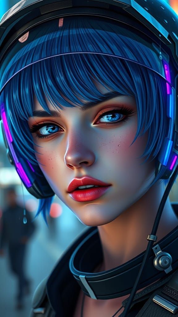 Cyberpunk Woman in Futuristic Cityscape