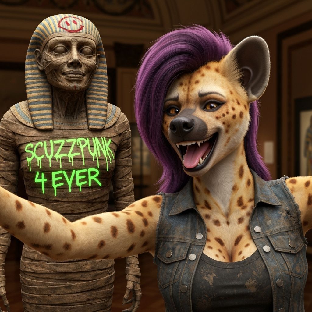 Hyena Selfie at Graffiti Mummy Exhibit