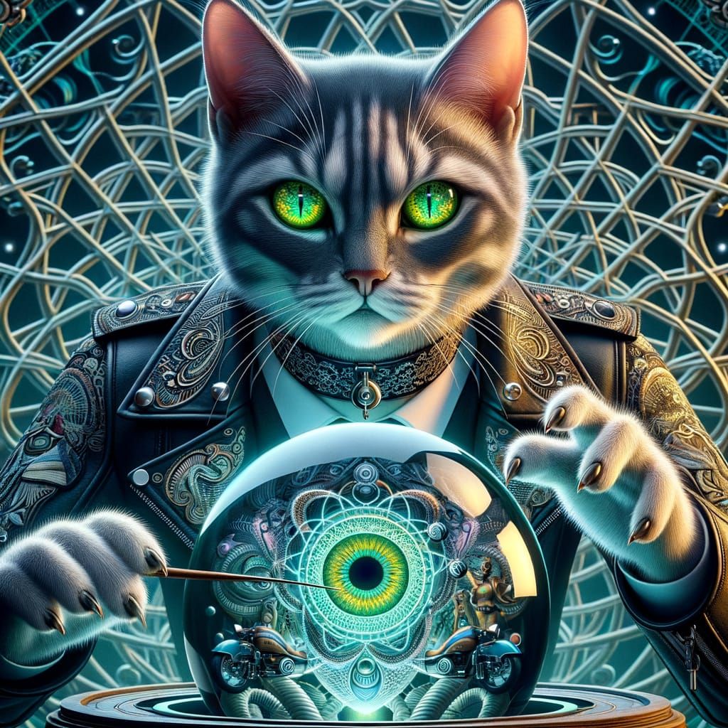 Anthropomorphic Cat Mastering Optical Illusions in Haitian-I...