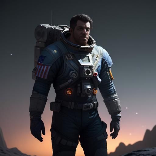 Astronauts on the Moon as Vibrant Digital Art