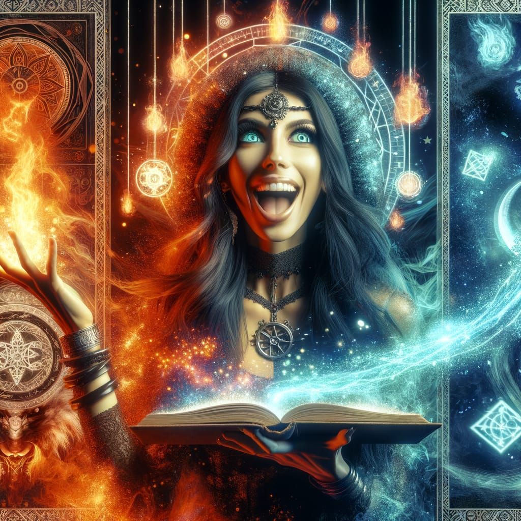 Enchanting Witch Casting Spells in CGI Style