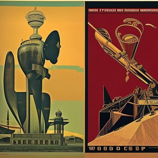 Peace Cup and War Cup: A Retrofuturist Propaganda Poster