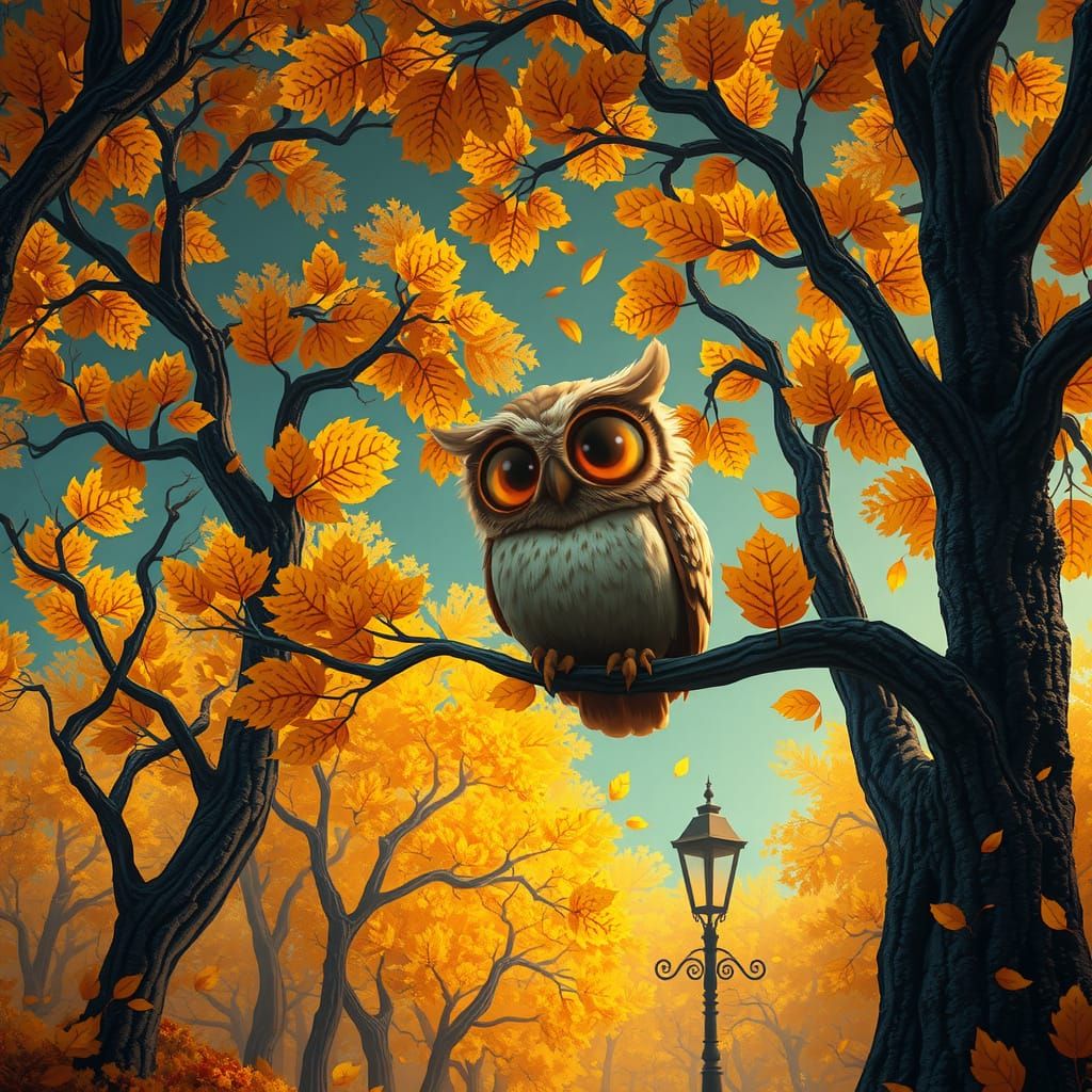 Mystical Autumn Woodland Scene in Fantasy Style