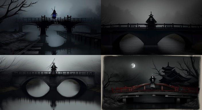 Grotesque Japanese Ghost with Samurai Head