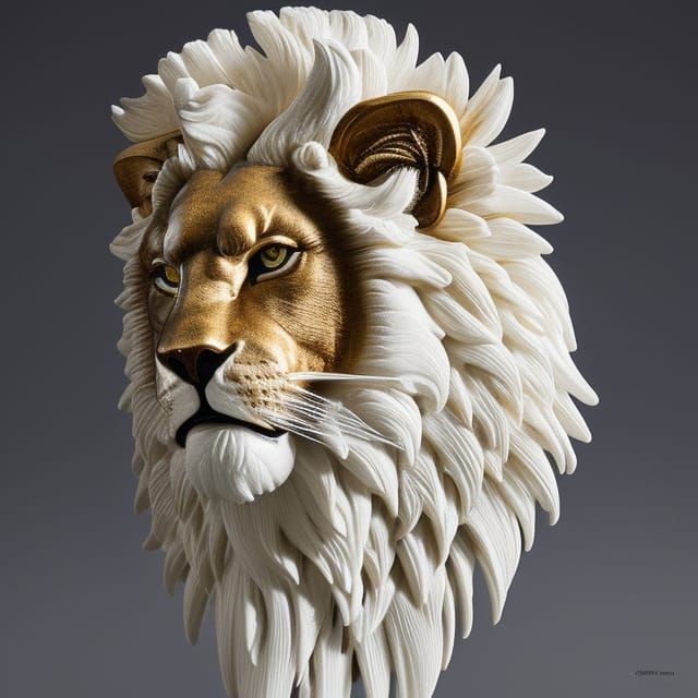 Majestic Lion Sculpture in Hyperrealistic Detail