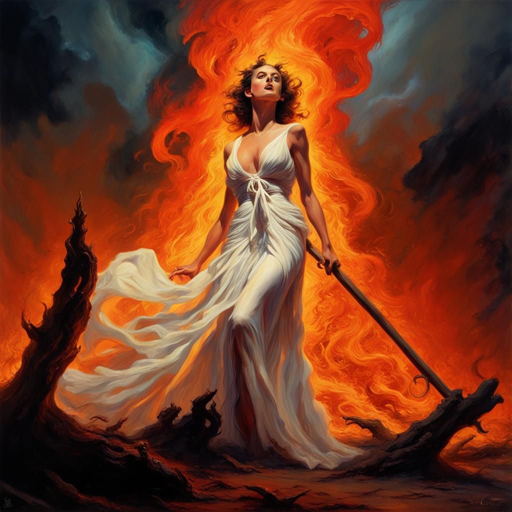 Woman in Flames: A Matte Painting