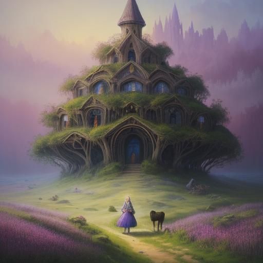 Ethereal Meadow: A Whimsical Gouache Painting