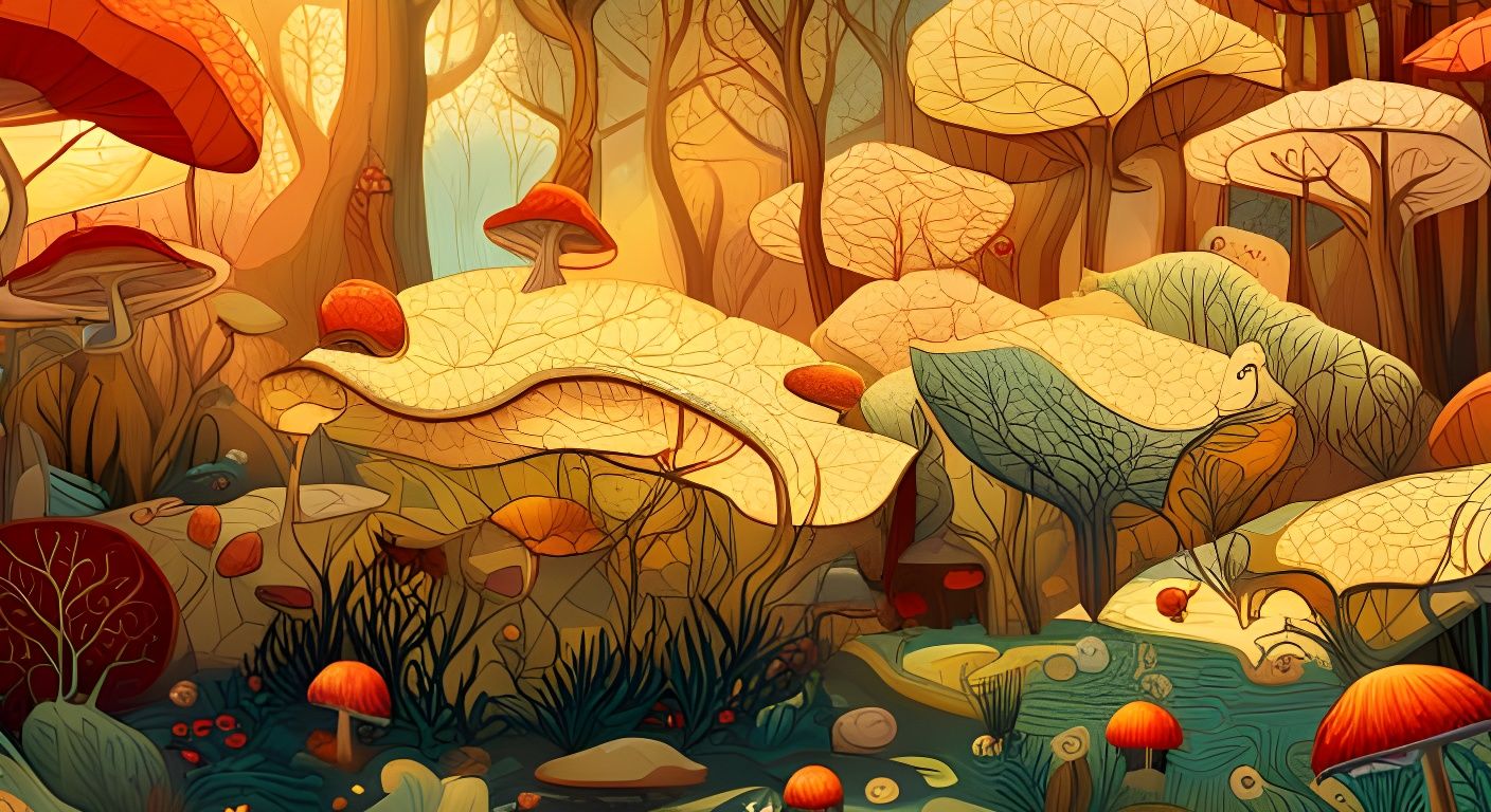 Ornate Autumn Forest Illustration in Watercolor Style