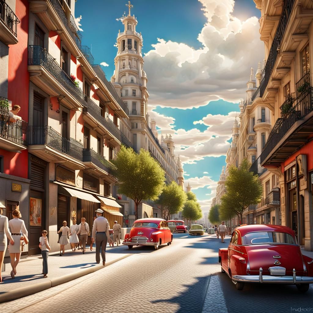 Gran Vía in Madrid, summer of 1950