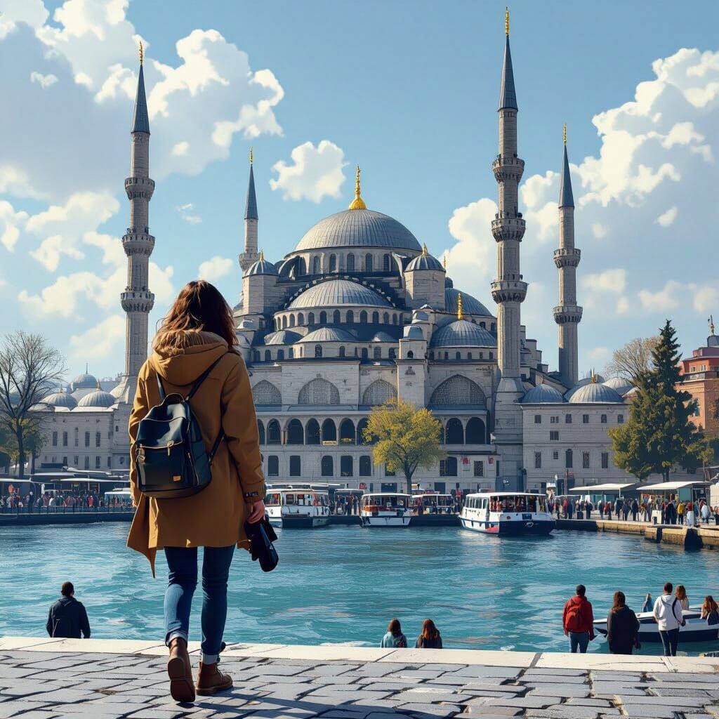 Exploring Majestic Istanbul Mosques in Digital Art Style