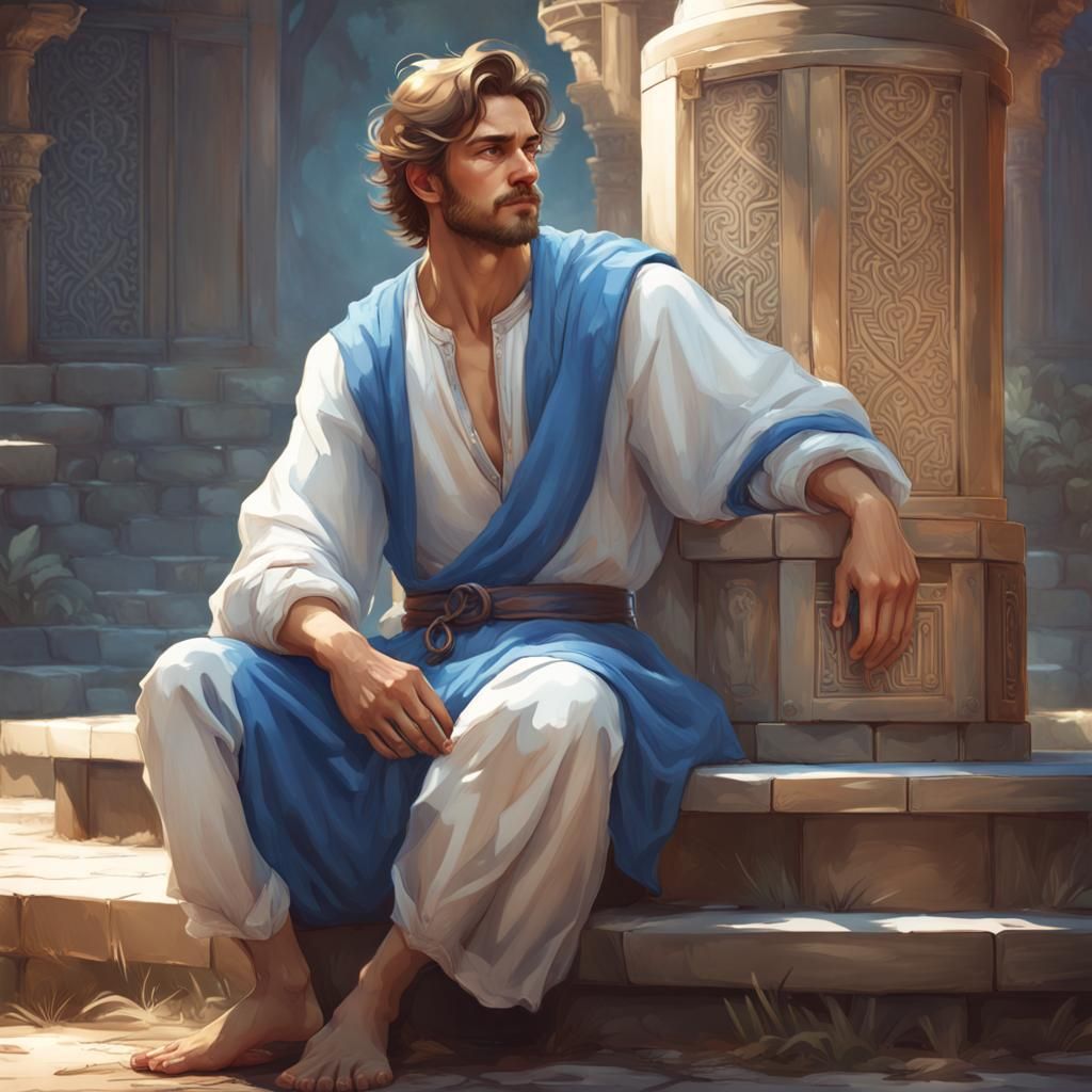 Handsome Man in Tunic: Hyperdetailed Artstation Portrait
