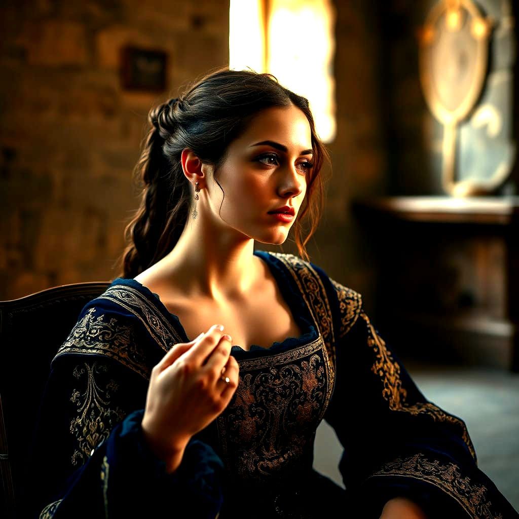 Medieval Noblewoman Lost in Thought