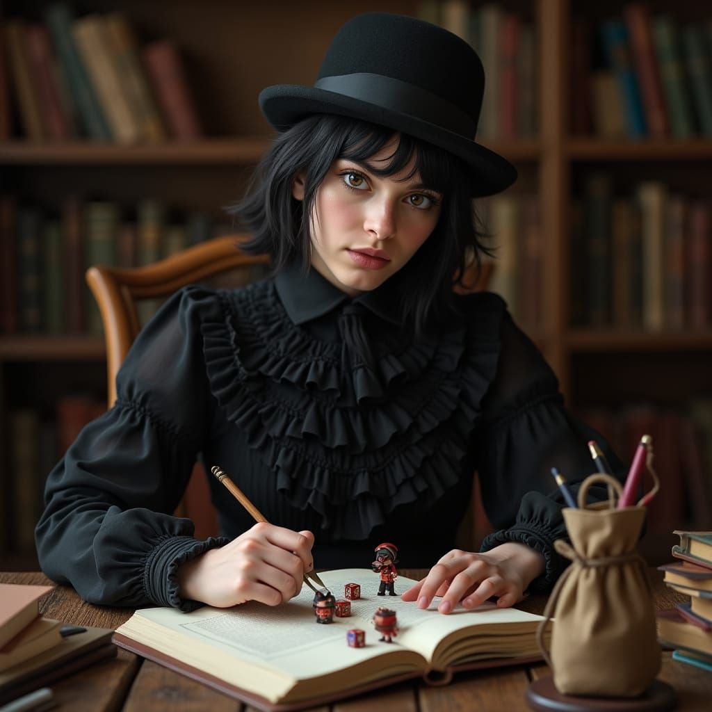 Mage in Disguise: Hyper Realistic Photo of Young Woman in Li...