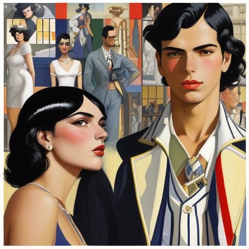 Art Deco Fashion Illustration at the Tennis Club