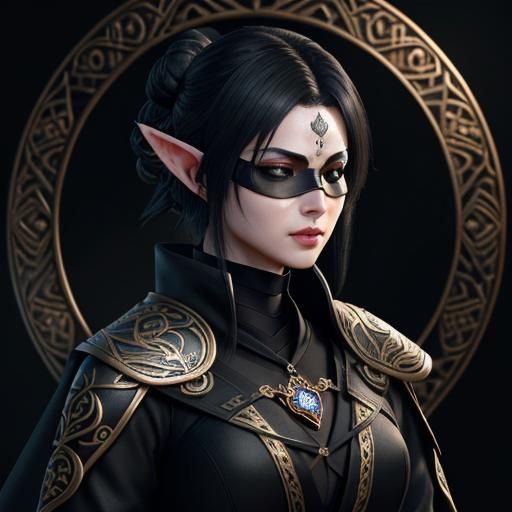 Elf Kunoichi with Dark Metal Locket