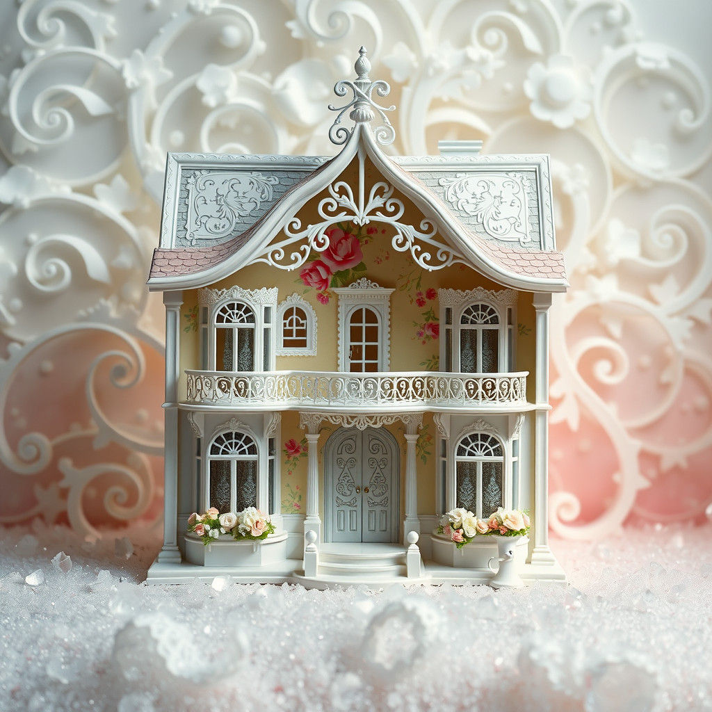 Porcelain Dollhouse in Dreamy Surrealism Style