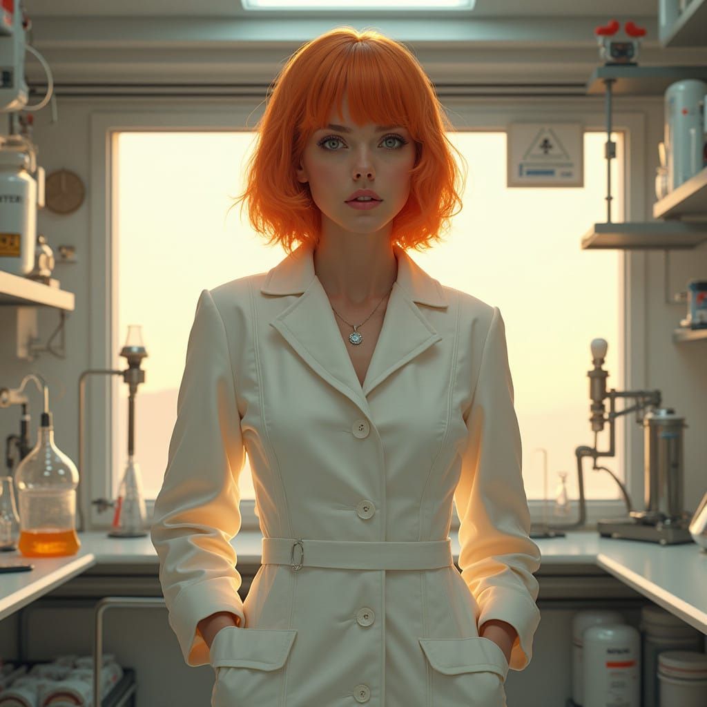 Futuristic Laboratory Scene with Emma Stone