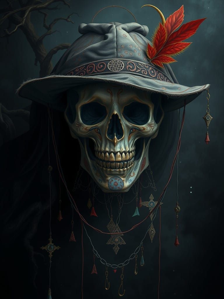 Mystical Figure in Ethereal Light, Beside Ancient Trees