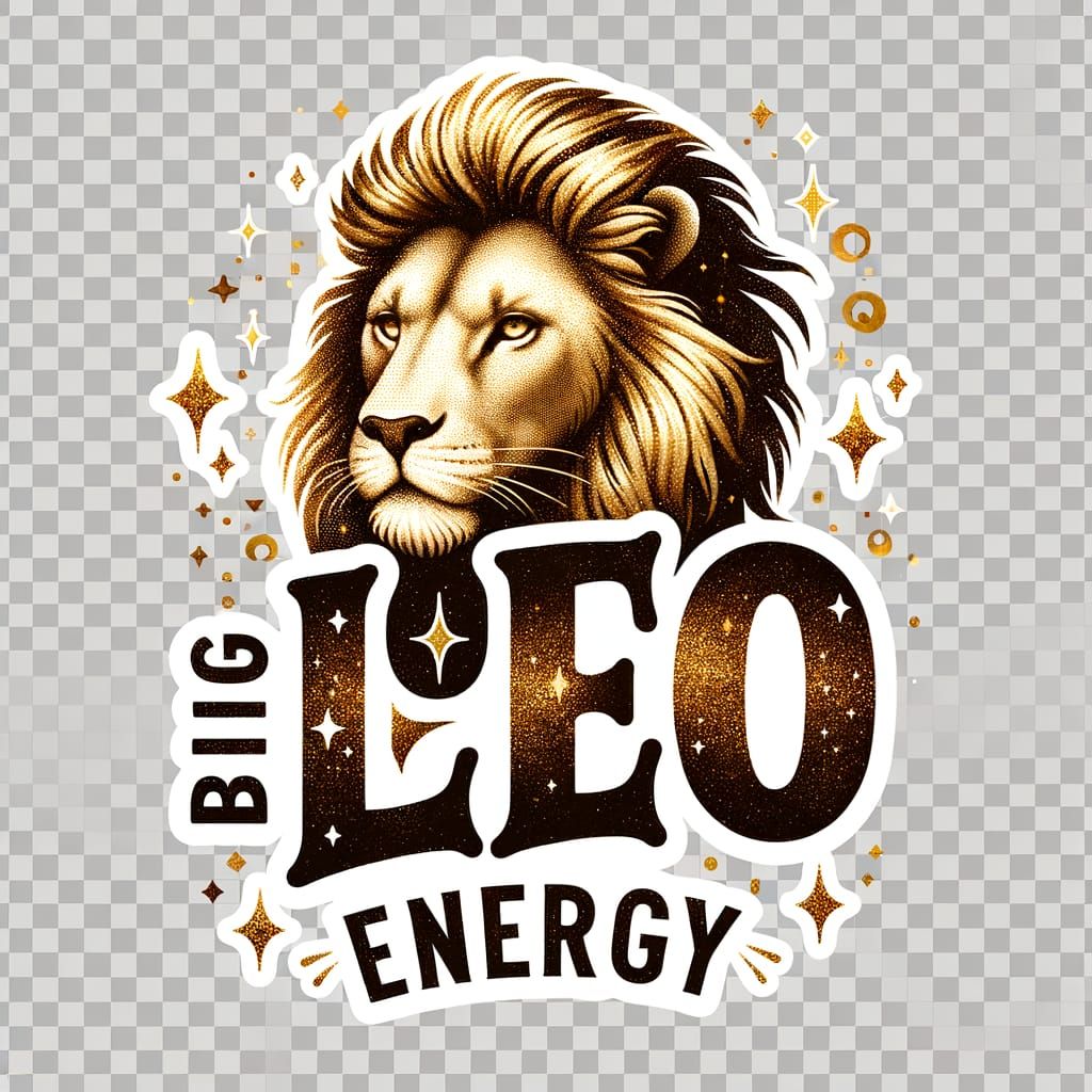 Big Leo Energy in Gold Glitter with Lion Graphic