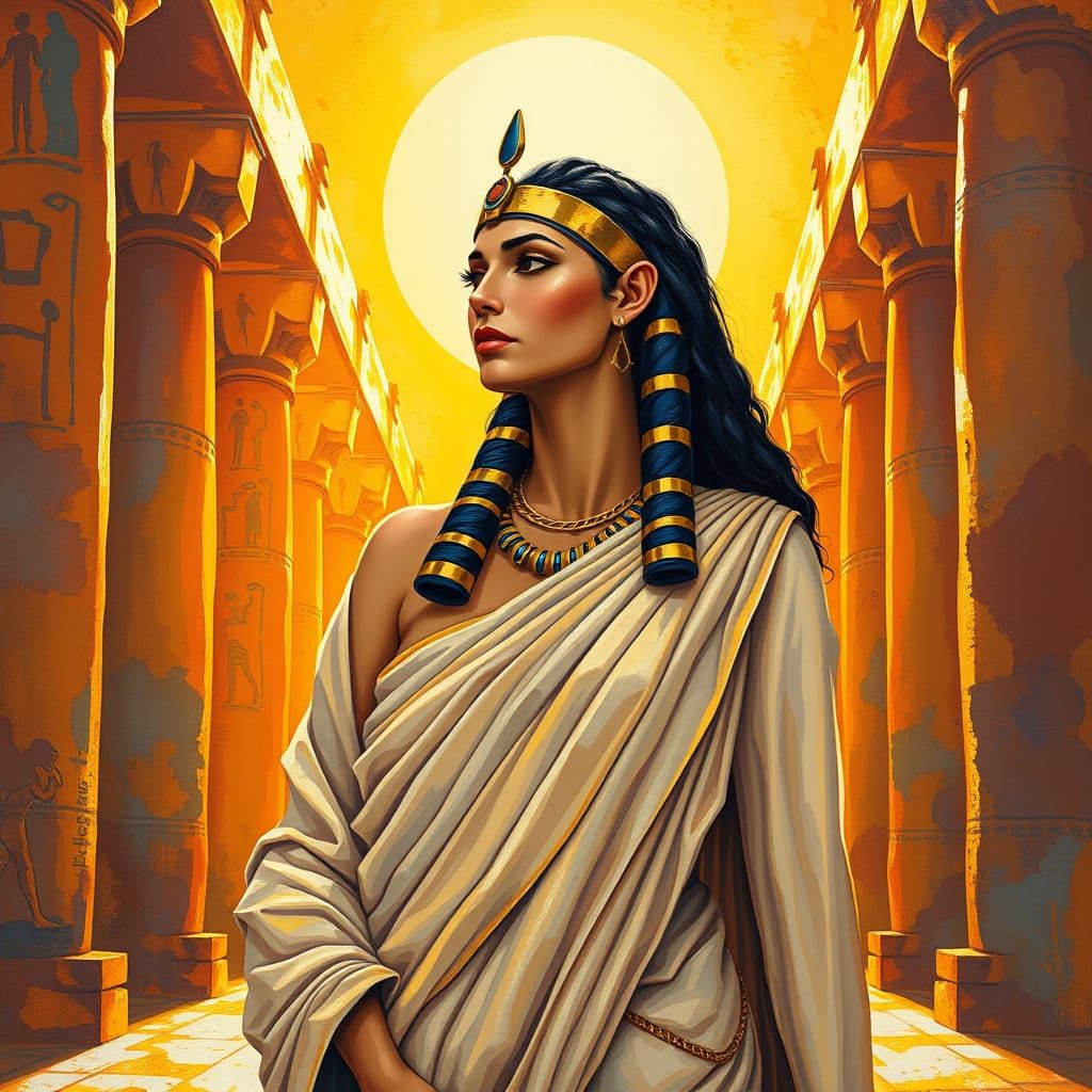 Egyptian Goddess in Vibrant Gouache Style