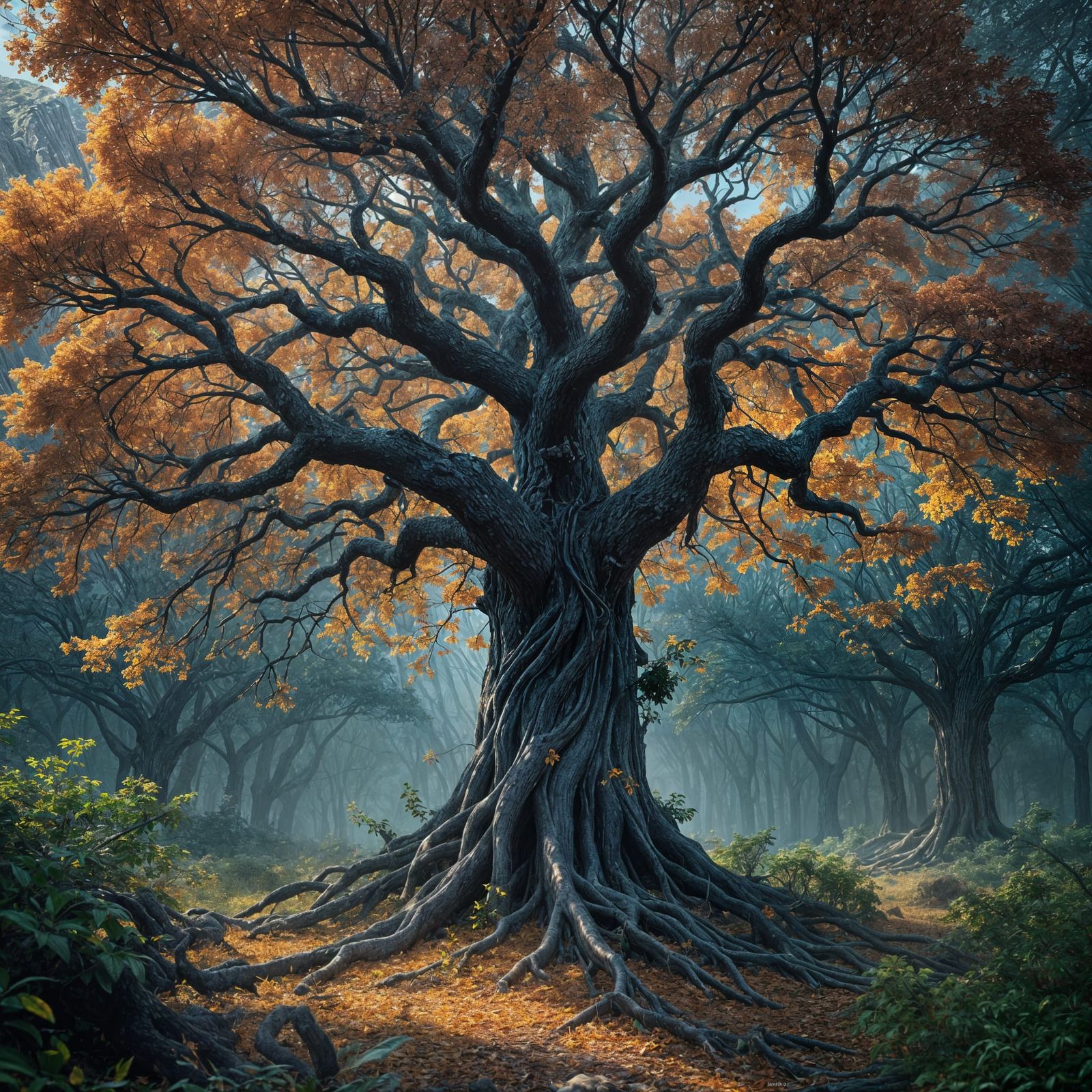 Epic Tree Landscape in Triadic Colors