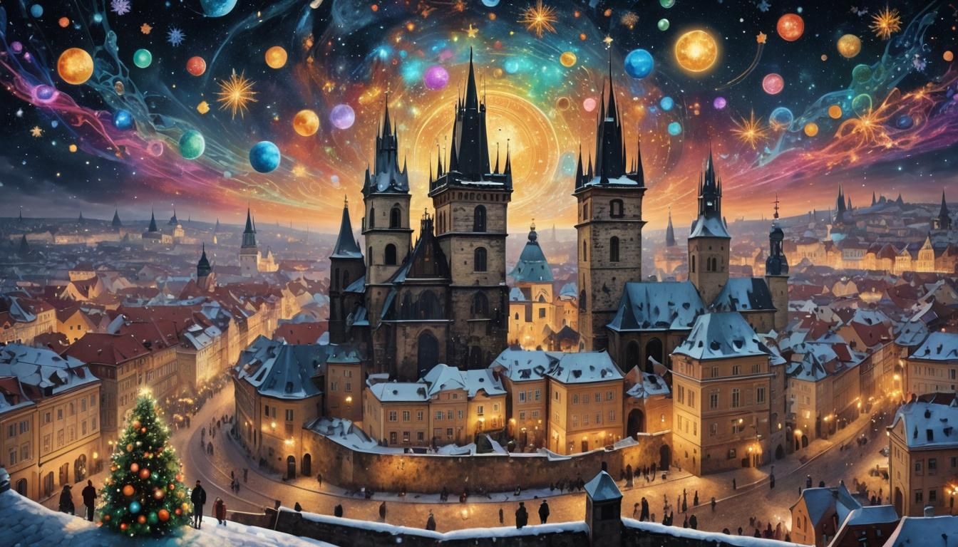 Christmas in Prague: Cosmic Pablo Amaringo Illustration