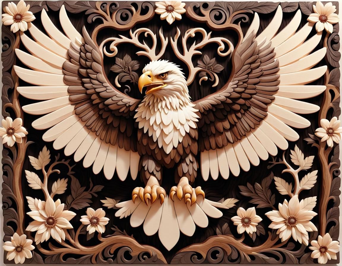 Wood art, the Bold Eagle.