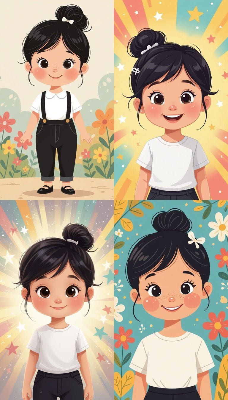 Adorable Child Smiling in Colorful Cartoon Style