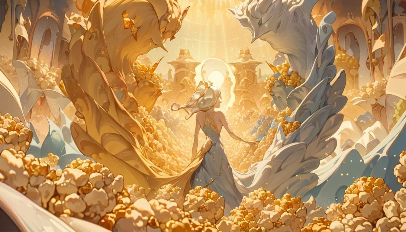 Popcorn Human History in Surrealist Style