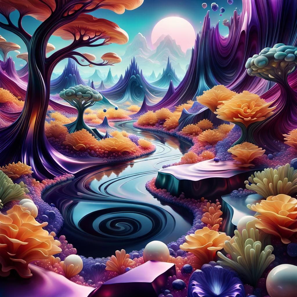 Hyperrealistic Gemstone Creature in Vibrant, Swirling Landsc...