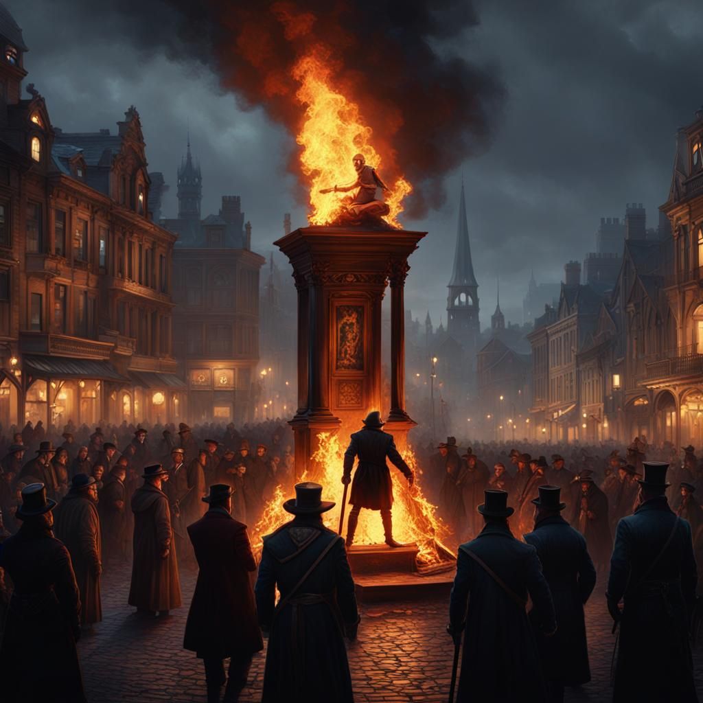 Burning at the Stake in Victorian Town Square
