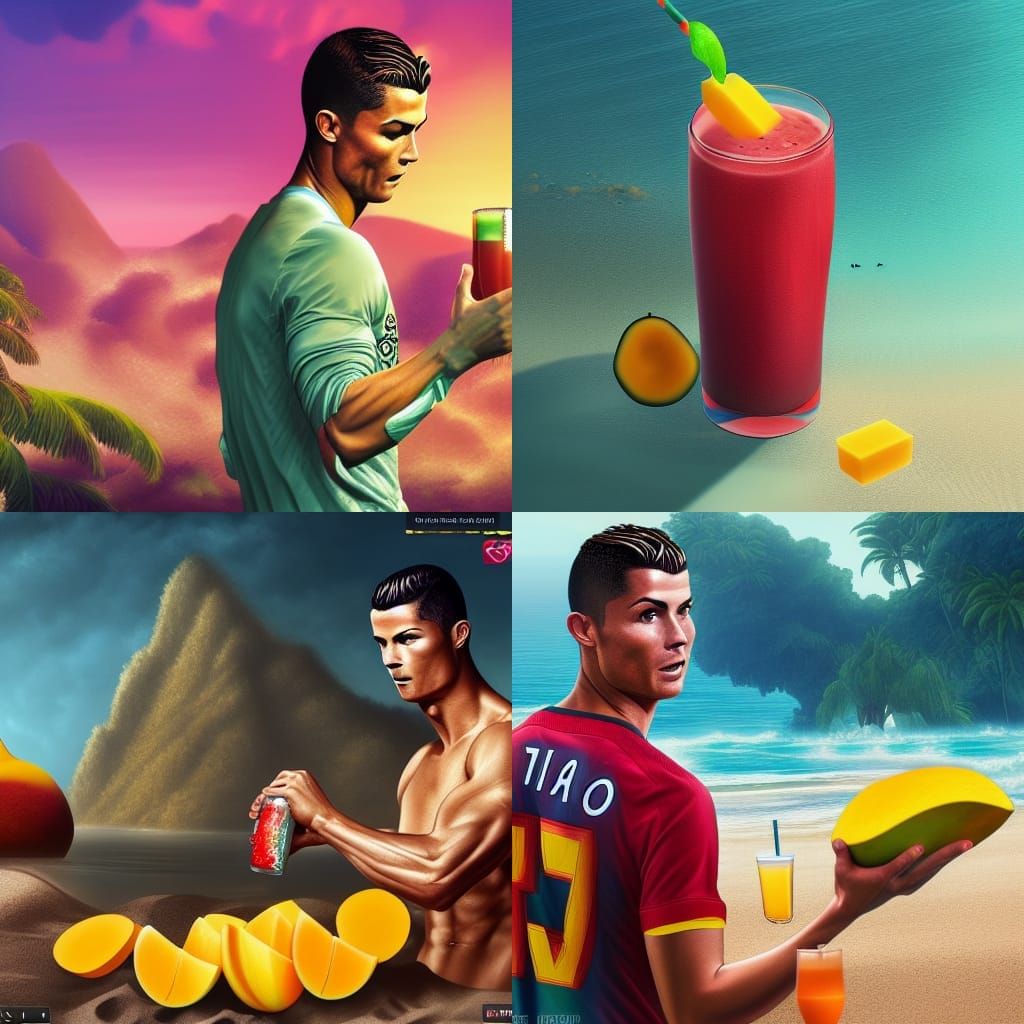 Cristiano Ronaldo Drinks Mango Juice on Beach