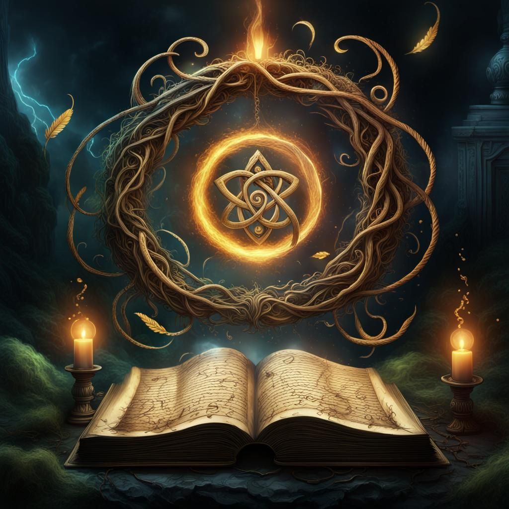 Floating Ancient Spell Tome with Magical Glow