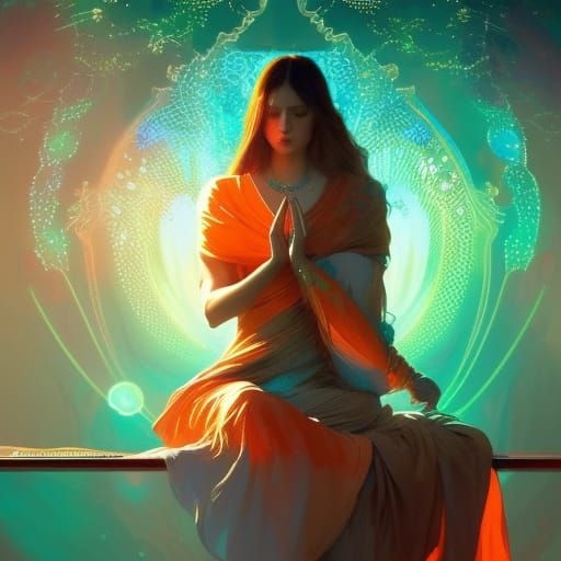 Meditative Soul in Hyperdetailed Digital Art