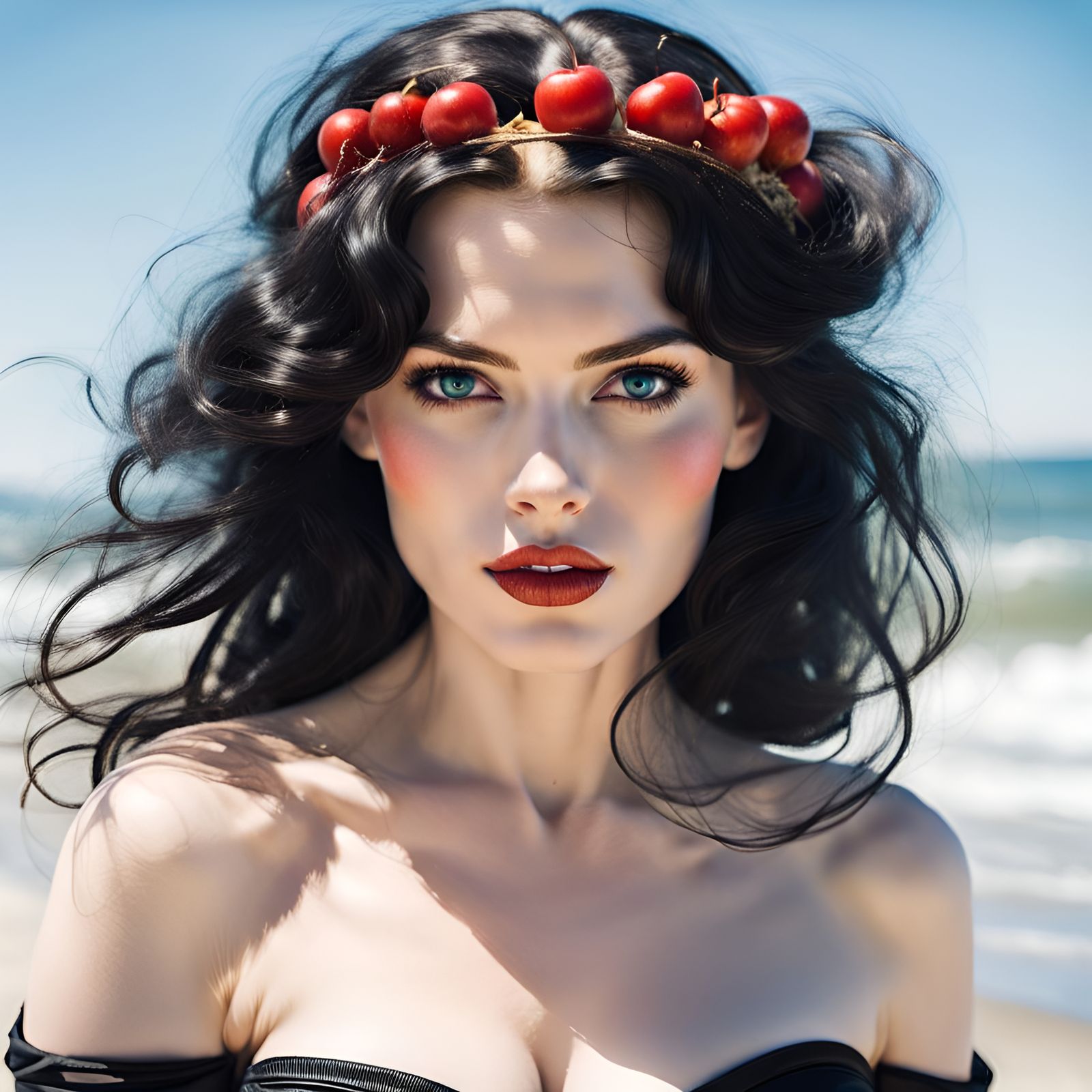 Snow White on the Beach: Pin-Up Portrait