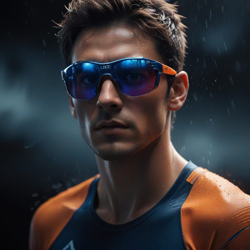 Athletic Hero in a Storm of Light