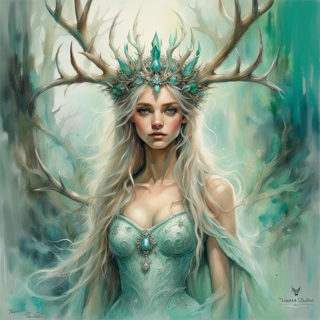 Ethereal Fairy Queen on Antler Throne