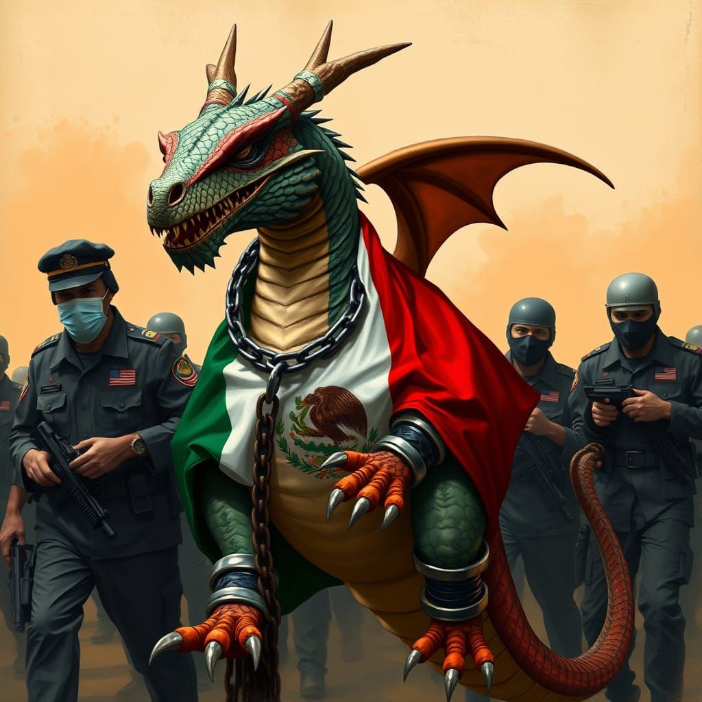 Weary Dragon's Forced Removal: A Digital Art Depiction