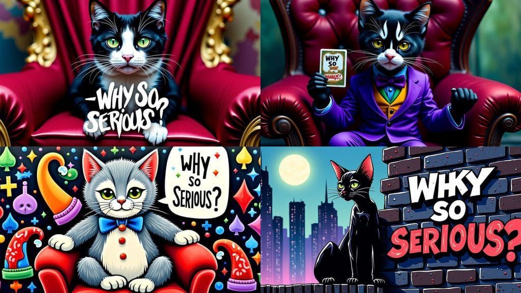 Playful Joker-Inspired Cat in Mischief Mode